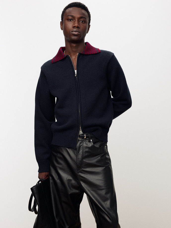 Tonywack - Contrast Collar Full-Zip Blouson (Navy) product image 7 | TRAB K-Fashion Australia