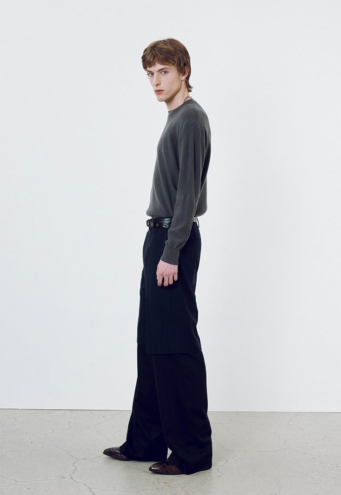 Tonywack - Virgin Wool Layered Trousers (Navy Pinstripe) product image 2 | TRAB K-Fashion Australia