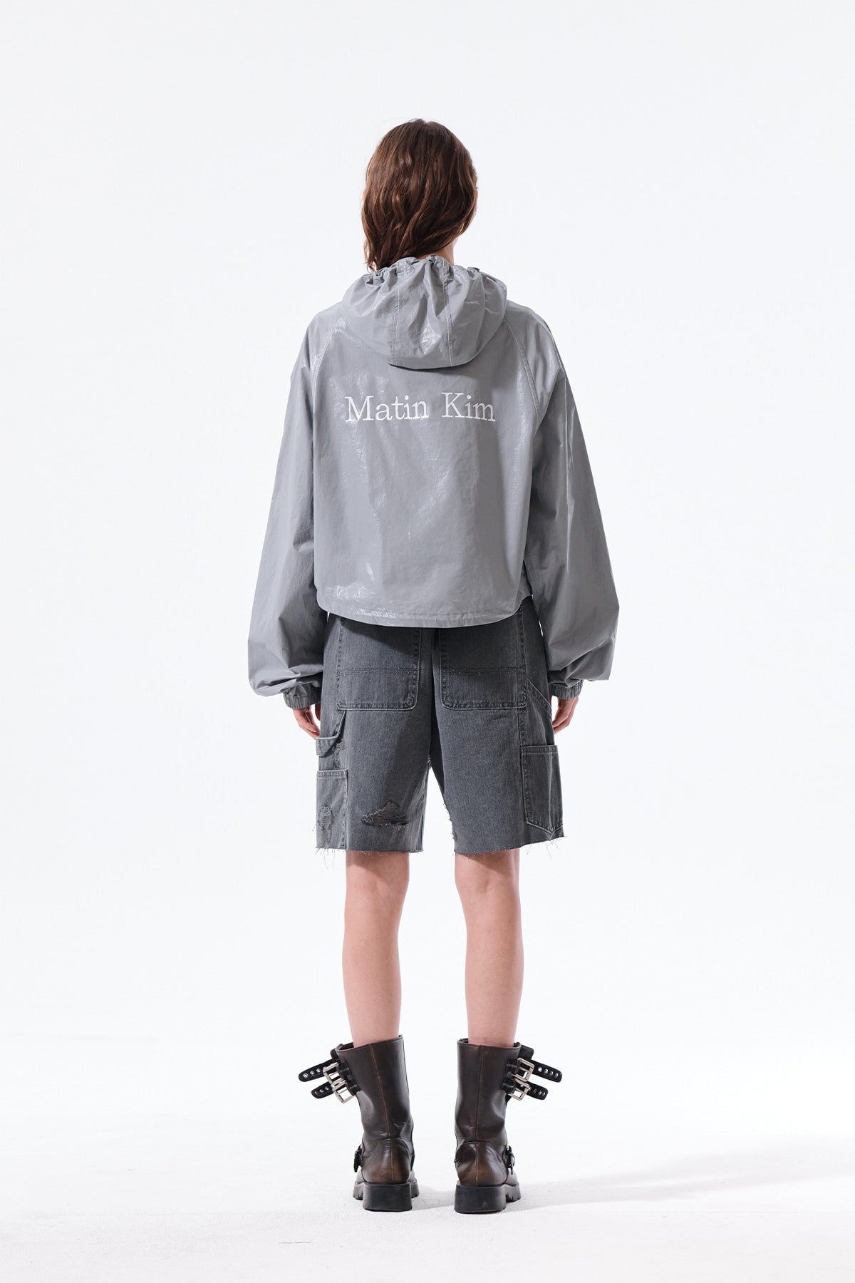 Matin Kim - Matin Crop Hoody Coating Jumper (Dark Grey) | TRAB K-Fa