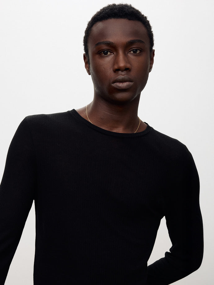 Tonywack - Sheer Wool Ribbed Knit Top (Black) product image 7 | TRAB K-Fashion Australia