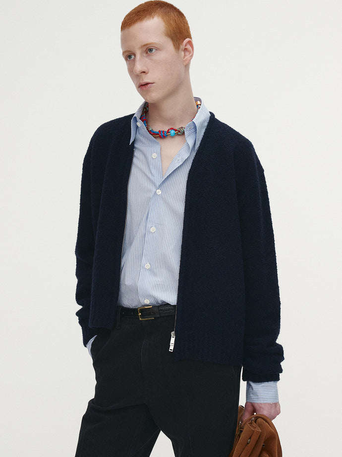 Tonywack - Baby Alpaca Brushed Zip Cardigan (Navy) product image 4 | TRAB K-Fashion Australia