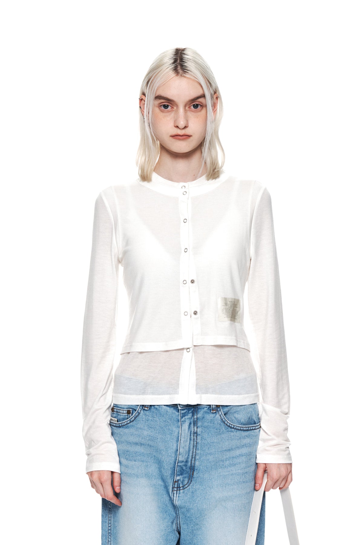 Matin Kim - Layered Snap Cardigan (White) product image 5 | TRAB K-Fashion Australia
