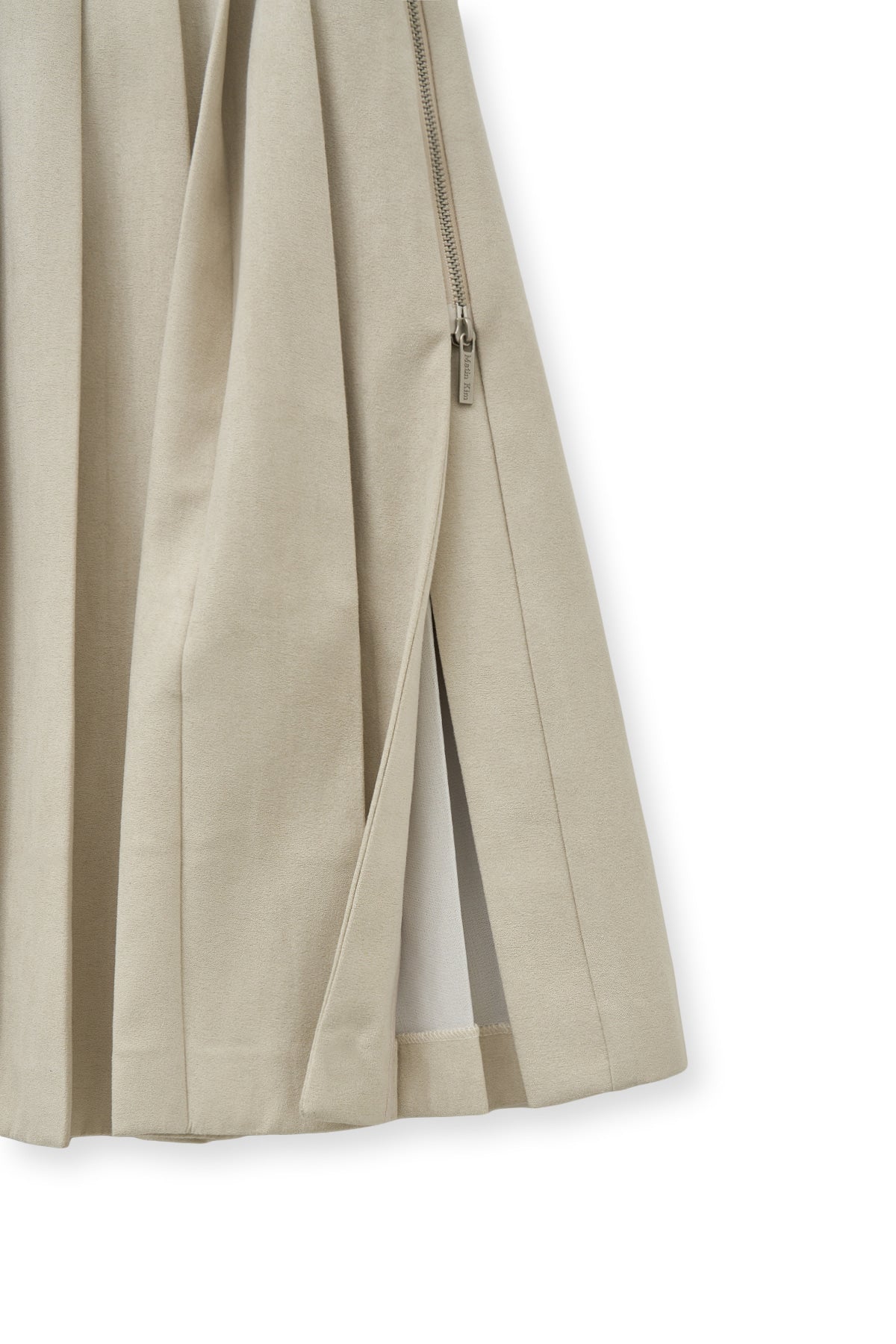Matin Kim - Side Zipper Pleats Midi Skirt (Light Beige) product image 3 | TRAB K-Fashion Australia