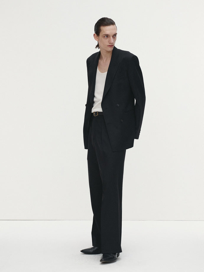 Tonywack - Wool Twill Pleated Tailored Trousers (Black) product image 3 | TRAB K-Fashion Australia