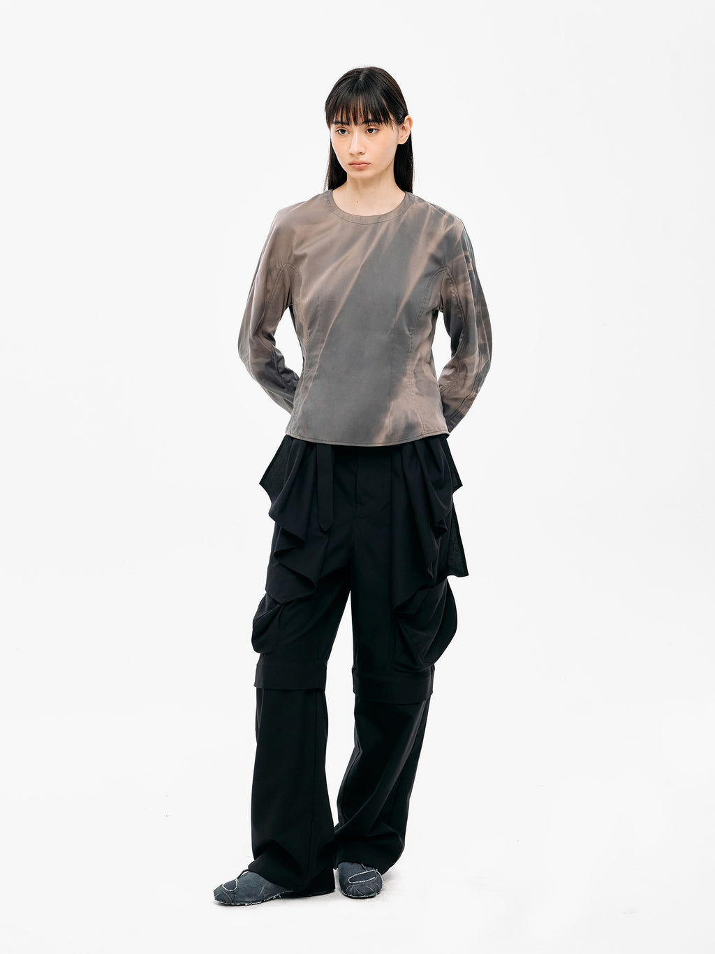 Jiyong Kim - Detachable Draped Trousers (Black) product image 2 | TRAB K-Fashion Australia