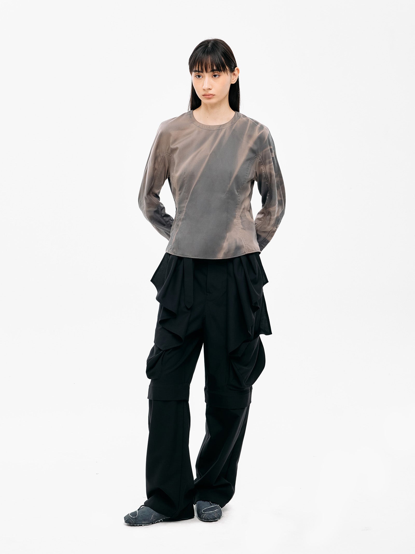 Jiyong Kim - Detachable Draped Trousers (Black) product image 2 | TRAB K-Fashion Australia