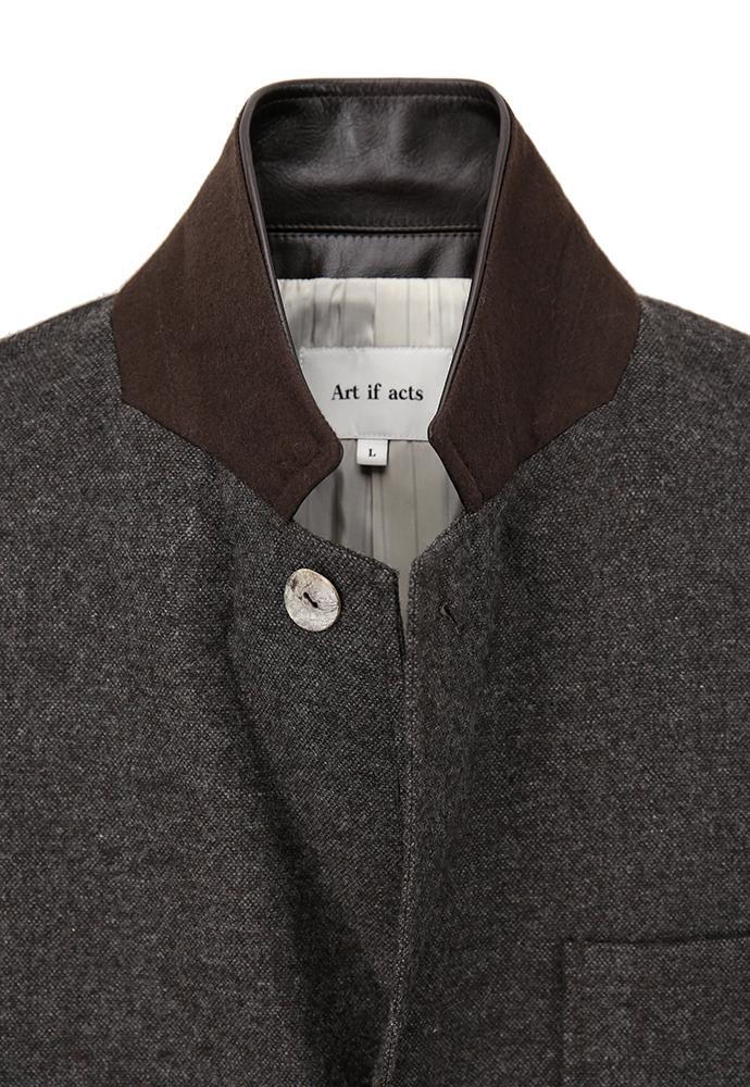 Art if acts - Leather Collar Wool Blazer_Japanese Fabric (Brown) product image 11 | TRAB K-Fashion Australia