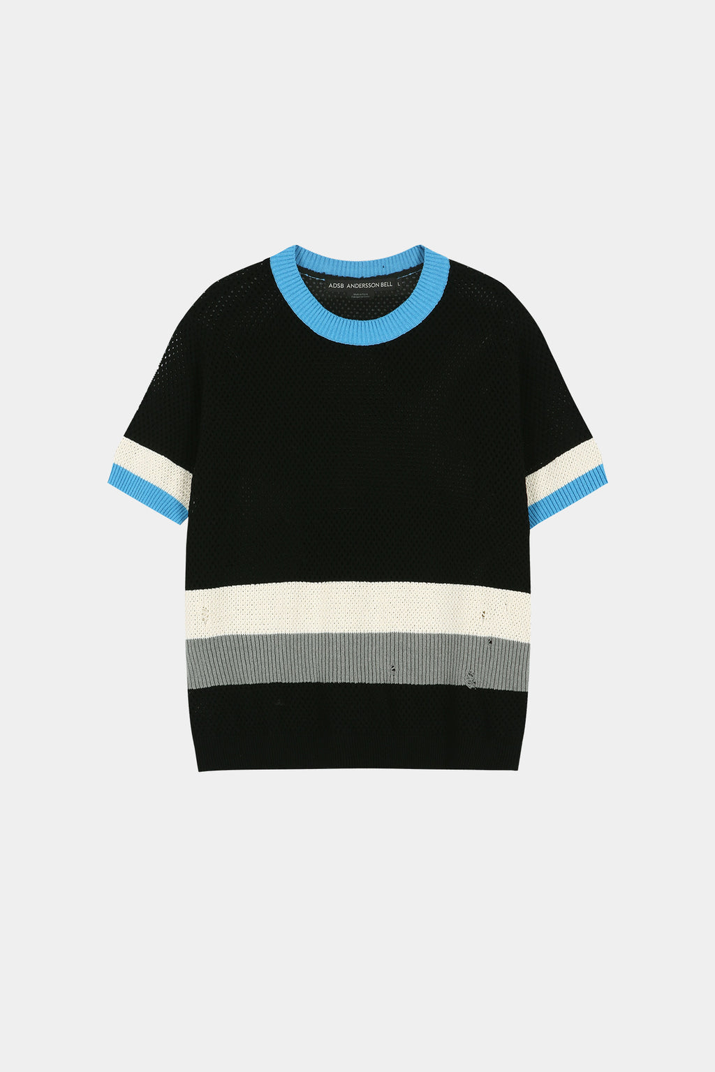 Andersson Bell - Color-Blocked Short Sleeve Crew-Neck Sweater (Black/Blue) product image 9 | TRAB K-Fashion Australia