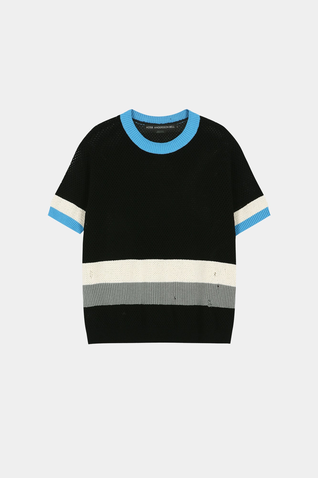 Andersson Bell - Color-Blocked Short Sleeve Crew-Neck Sweater (Black/Blue) product image 9 | TRAB K-Fashion Australia