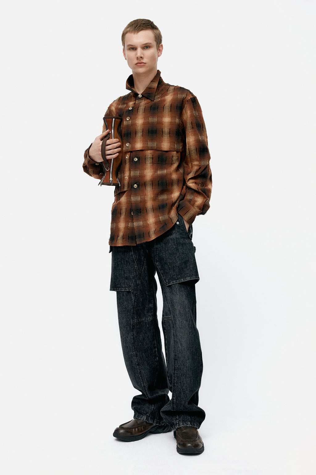 Andersson Bell - Unisex Raptor Layered Wide-Leg Jeans (Washed Black) product image 7 | TRAB K-Fashion Australia