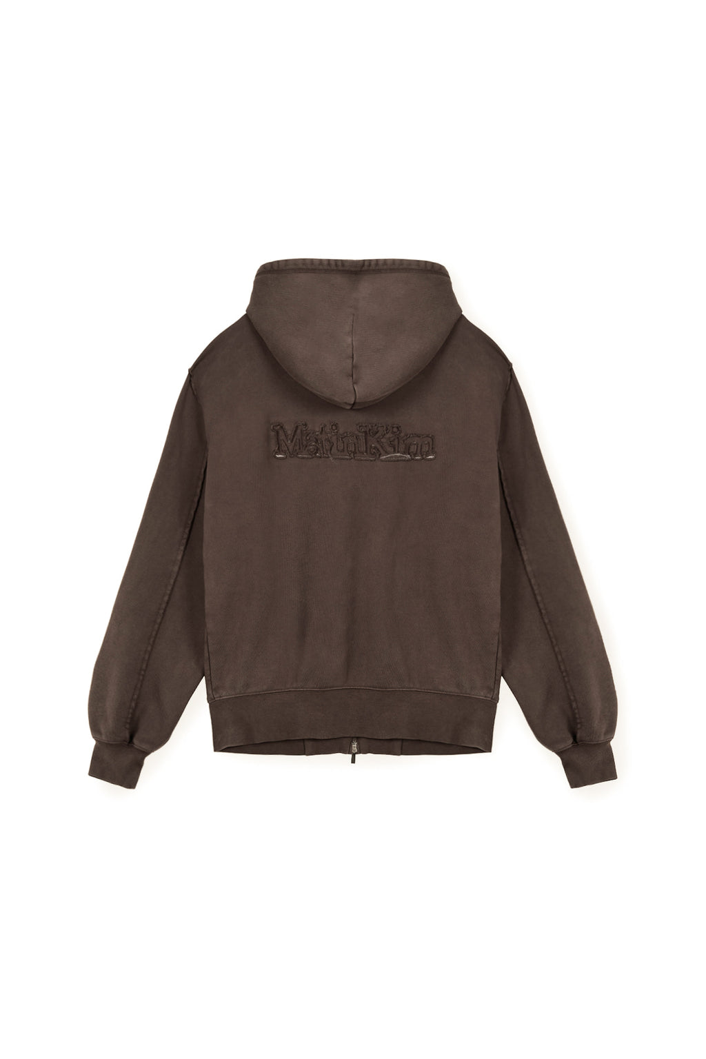 Matin Kim - Back Logo Washed Hoody Zip Up (Cocoa) product image 2 | TRAB K-Fashion Australia