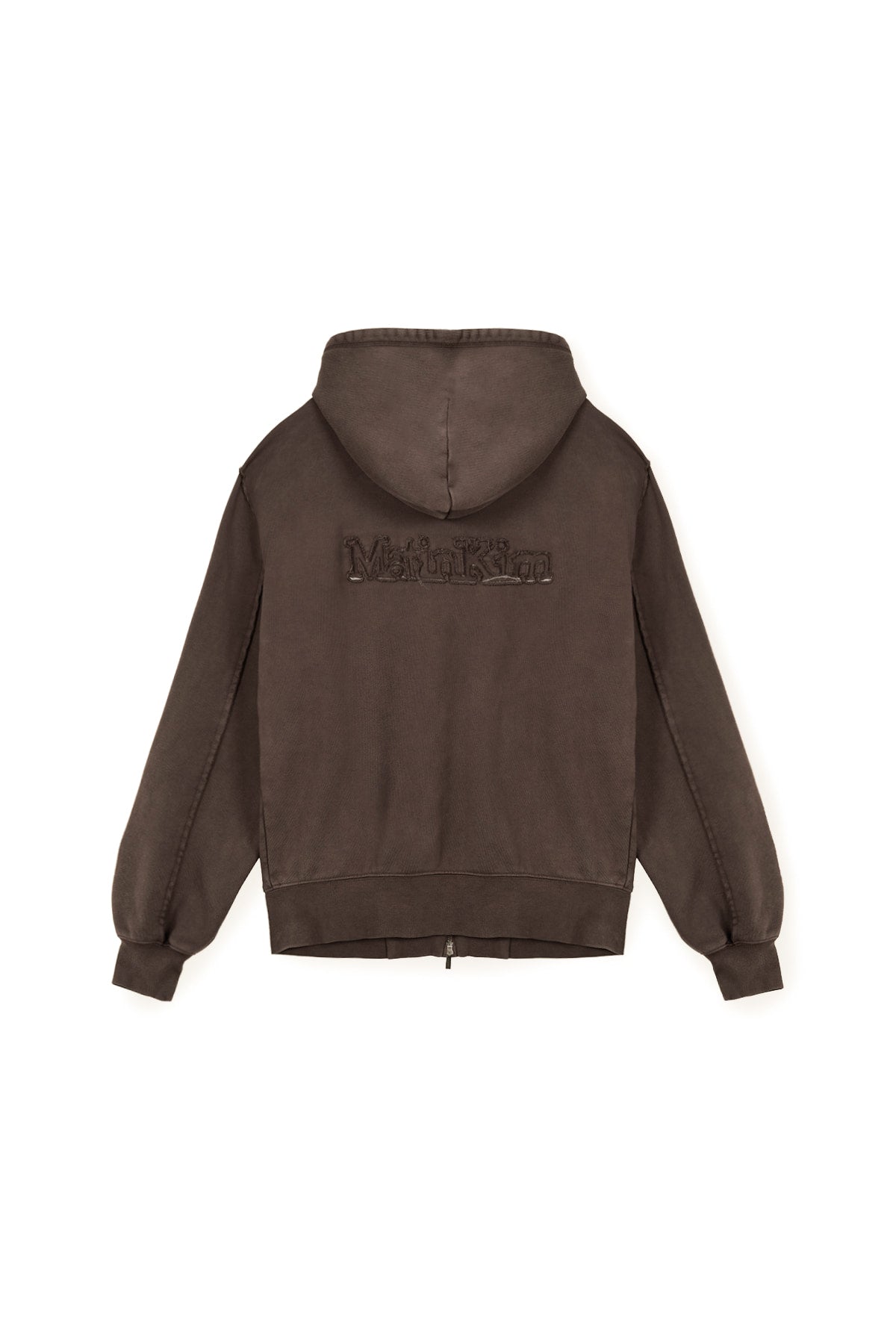 Matin Kim - Back Logo Washed Hoody Zip Up (Cocoa) product image 2 | TRAB K-Fashion Australia