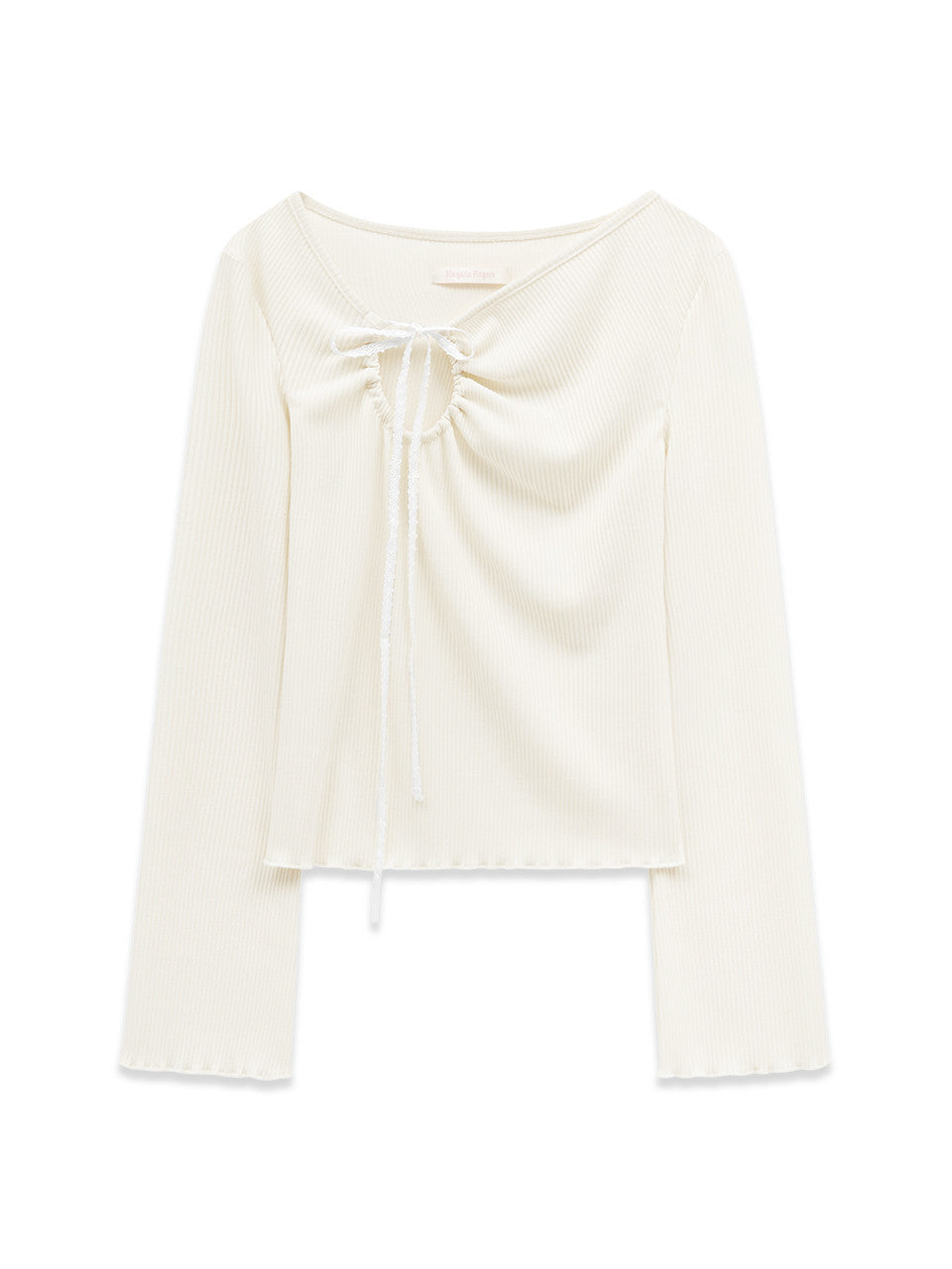 Margarin Fingers - Lace Ribbon Cut Out T-Shirt (Cream) product image 2 | TRAB K-Fashion Australia
