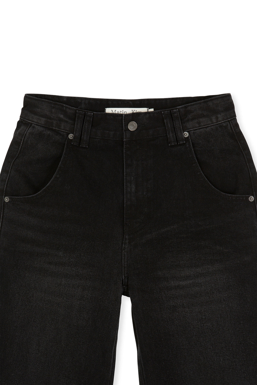 Matin Kim - Peaches Coating Washed Denim Pants (Black) product image 4 | TRAB K-Fashion Australia