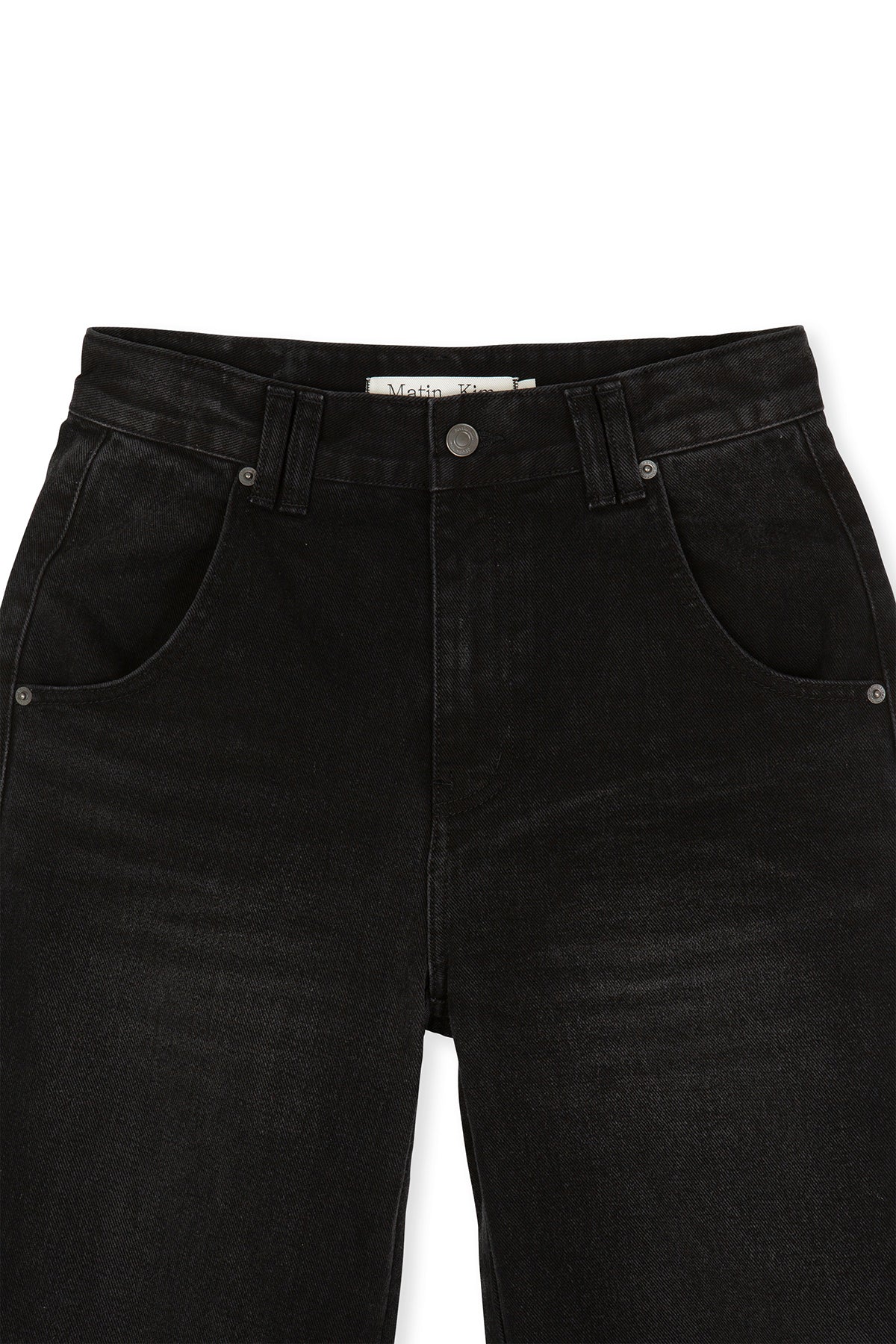 Matin Kim - Peaches Coating Washed Denim Pants (Black) product image 4 | TRAB K-Fashion Australia