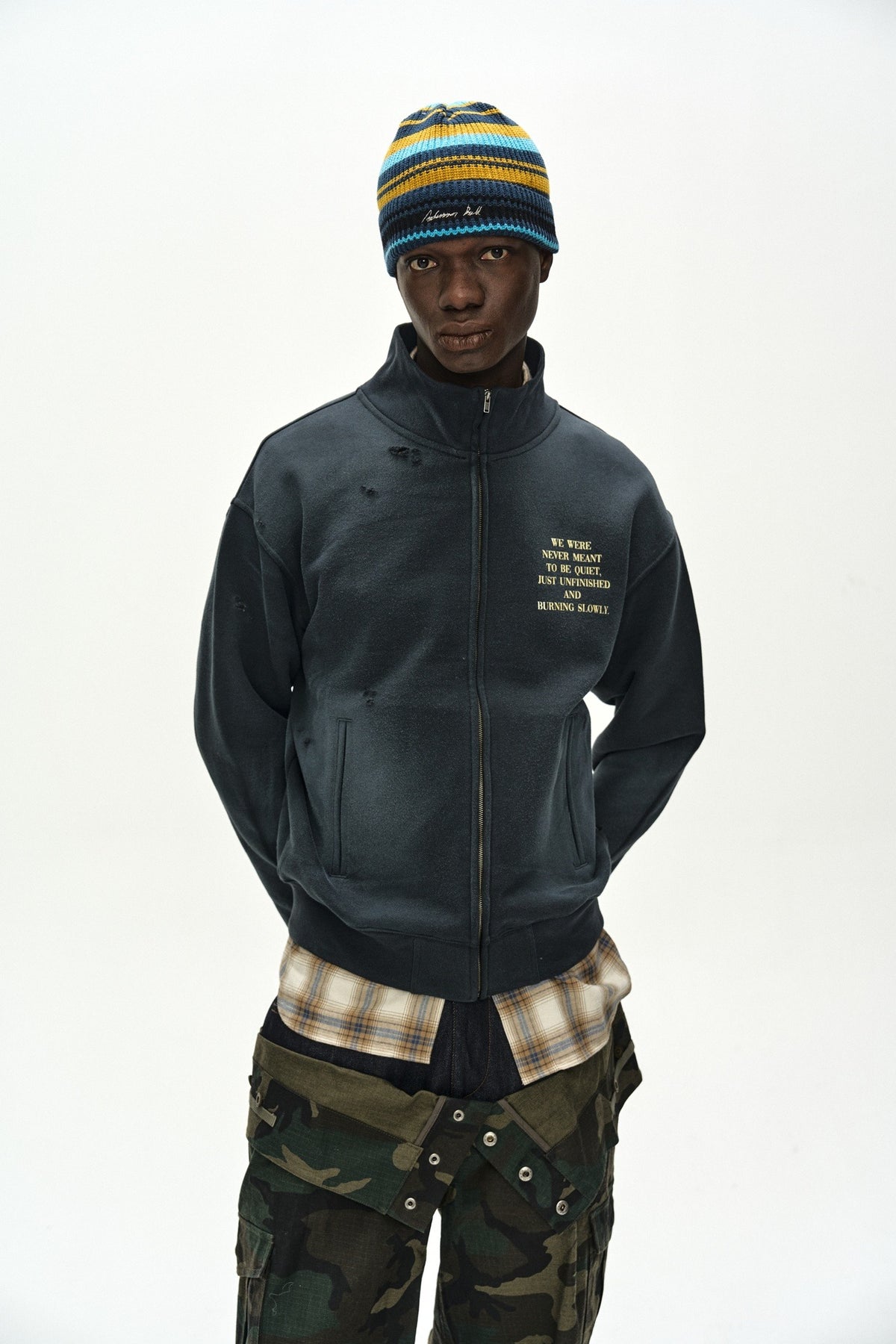 Andersson Bell - Unisex Multi Stripe Beanie (Navy/Yellow) product image 1 | TRAB K-Fashion Australia