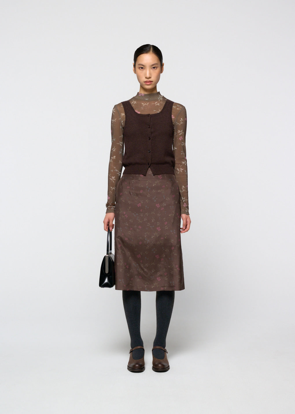 Amomento - Cashmere Button Up U-neck Vest (Brown) product image 2 | TRAB K-Fashion Australia