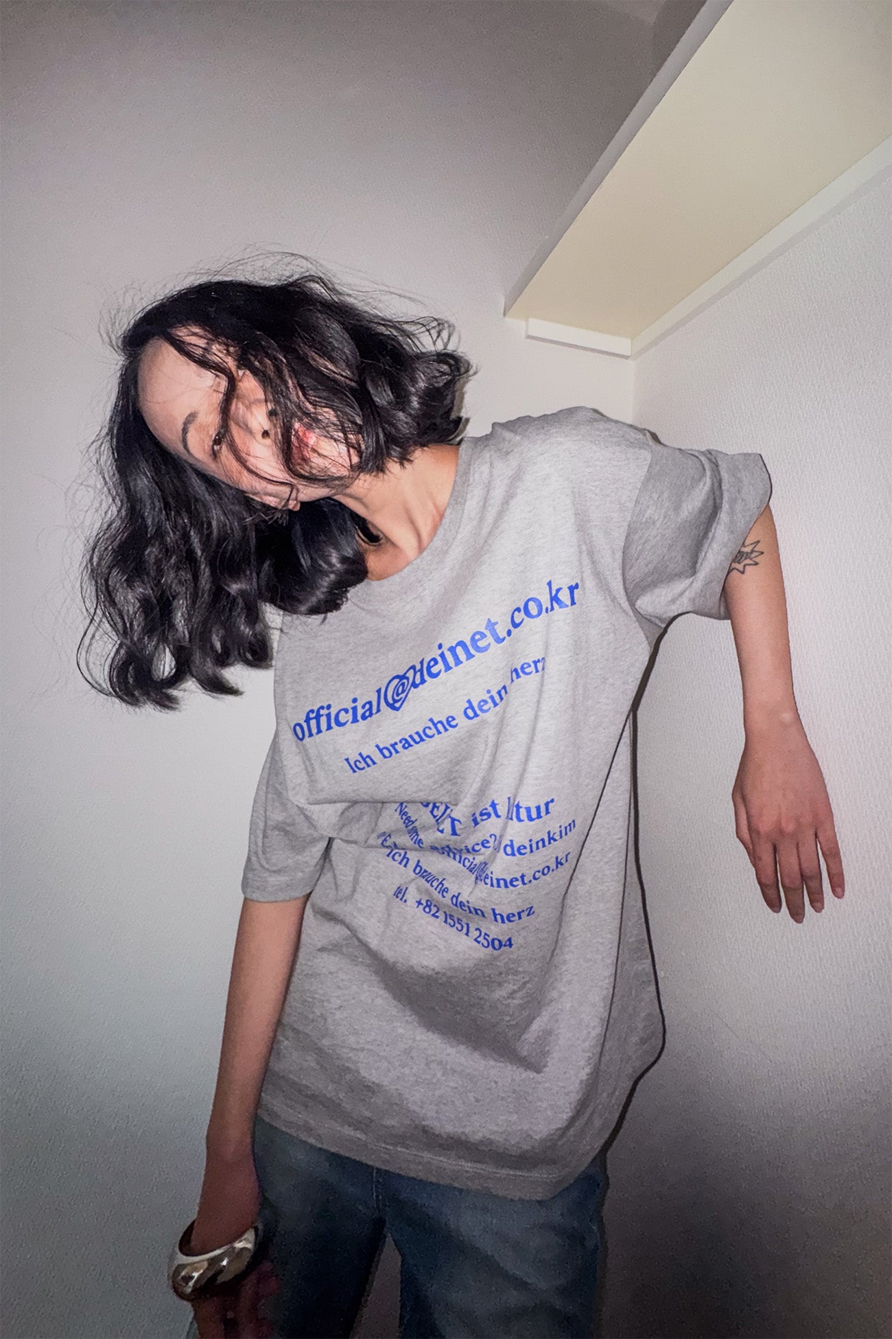 Deinet - Lettering Graphic Oversized T-Shirt (Melange Grey) product image 8 | TRAB K-Fashion Australia