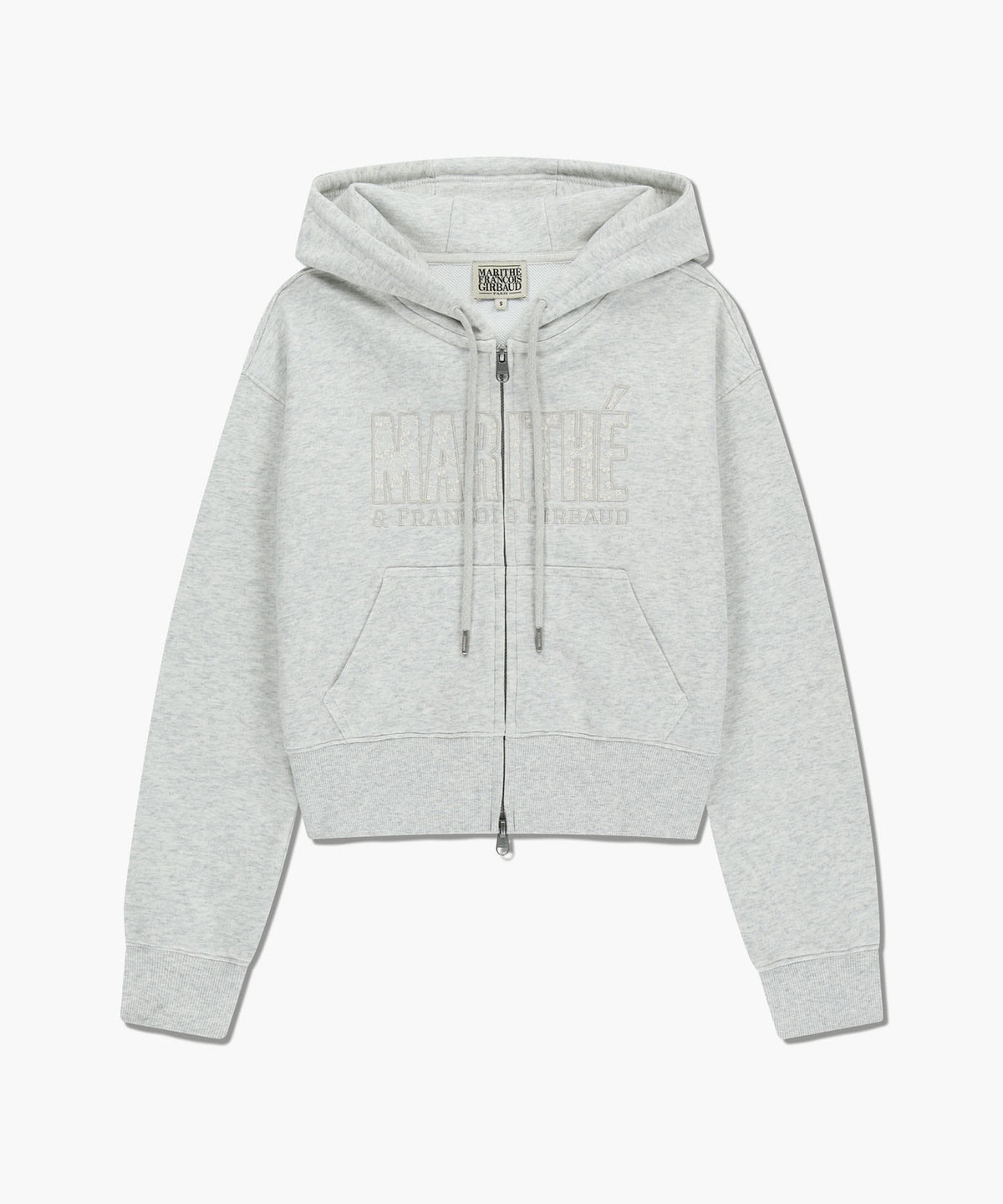 Marithe & Francois Girbaud - Lace Applique Crop Hoodie Zipup (Light Heather Gray) product image 6 | TRAB K-Fashion Australia