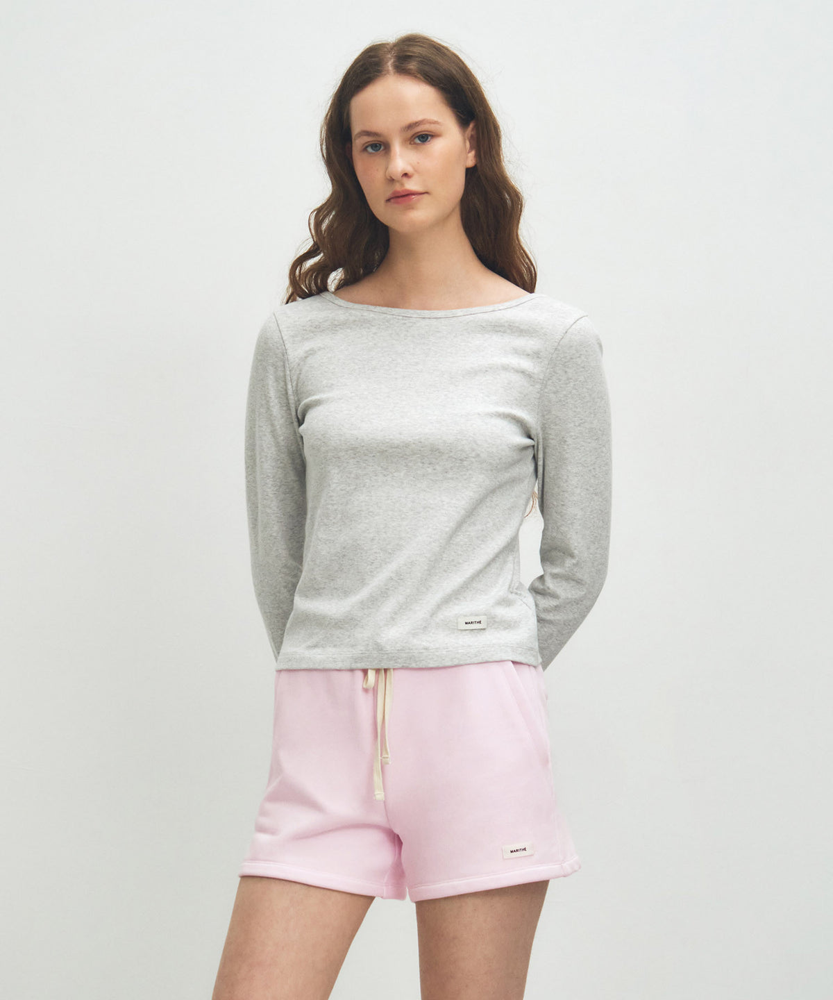 Marithe & Francois Girbaud - Basic Scoop Back Long Sleeve (Light Heather Gray) product image 1 | TRAB K-Fashion Australia