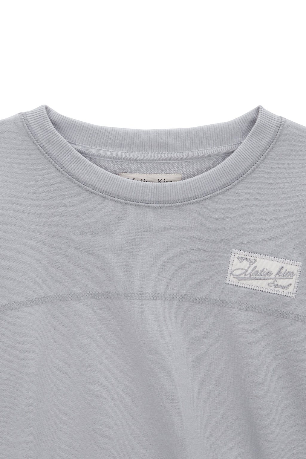Matin Kim - Stitch Label Crop Sweatshirt (Light Grey) product image 3 | TRAB K-Fashion Australia