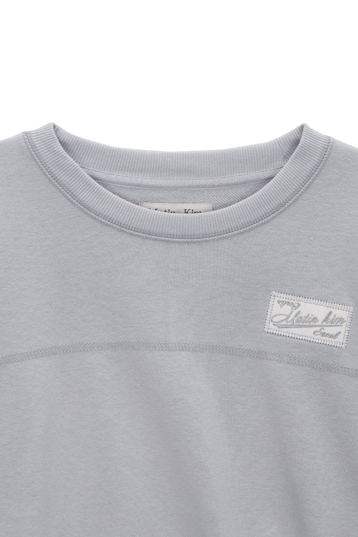 Matin Kim - Stitch Label Crop Sweatshirt (Light Grey) product image 3 | TRAB K-Fashion Australia