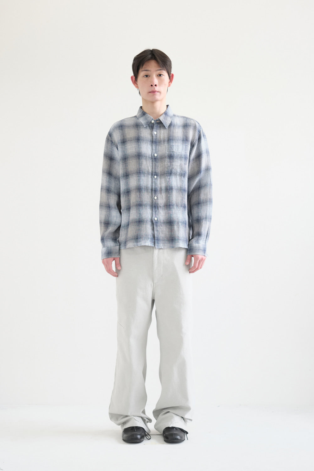 Hatchingroom - Museum Shirt Linen Check (Blue/Grey) product image 4 | TRAB K-Fashion Australia