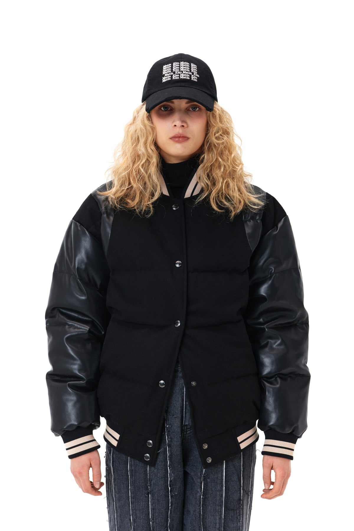 Matin Kim - Varsity Down Jacket (Black) product image 15 | TRAB K-Fashion Australia