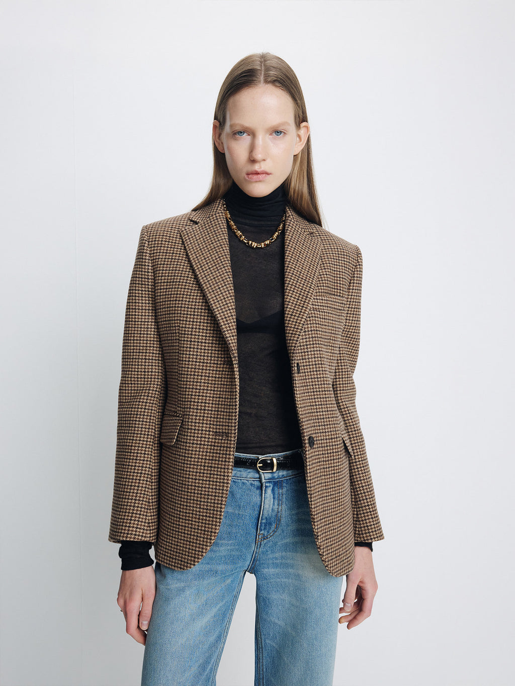 Tonywack - Wool Houndstooth Single Breasted Jacket (Brown Check) product image 1 | TRAB K-Fashion Australia