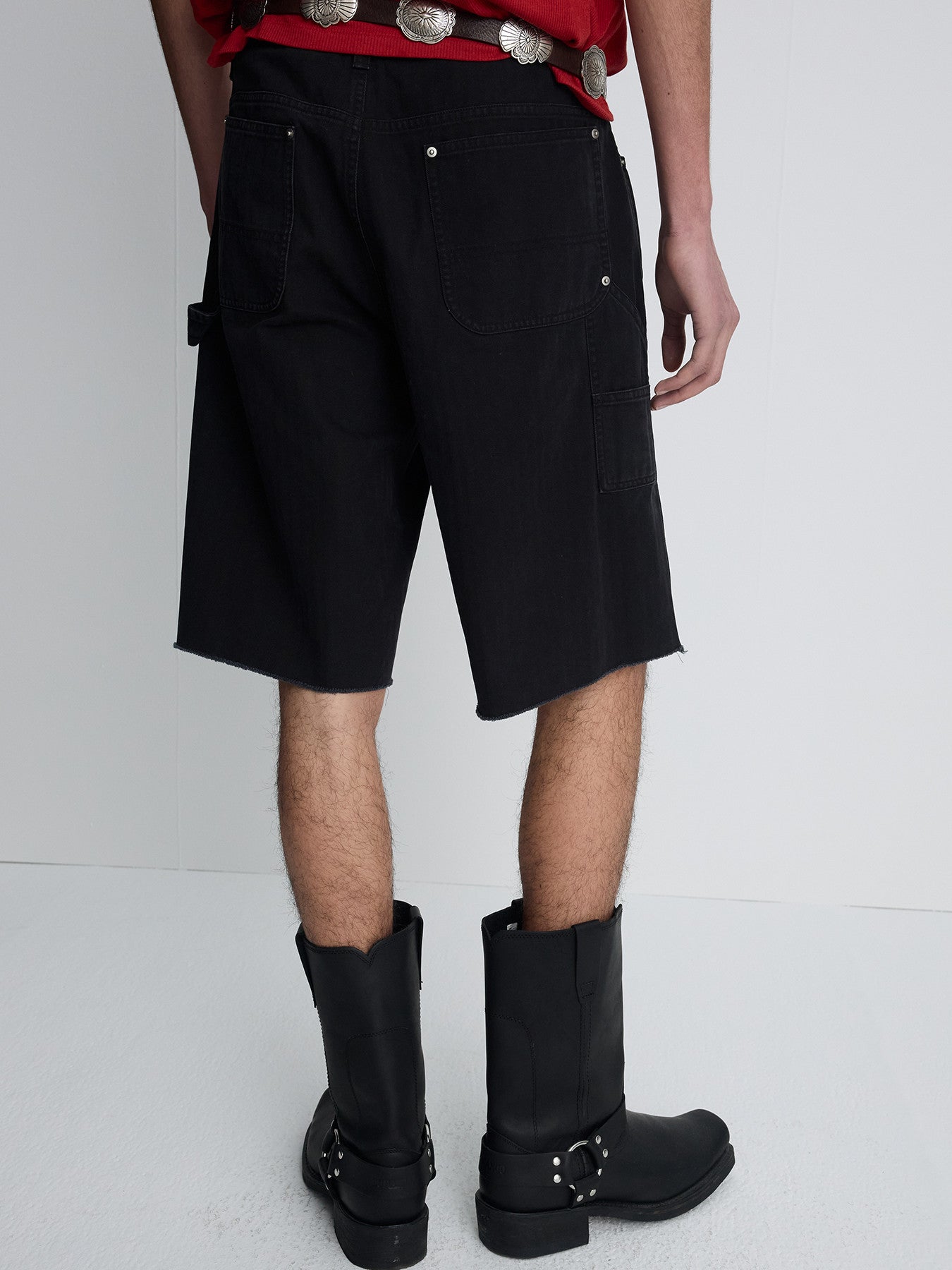 Tonywack - Hand Distressed Hbt Double Knee Shorts (Faded Black) product image 6 | TRAB K-Fashion Australia
