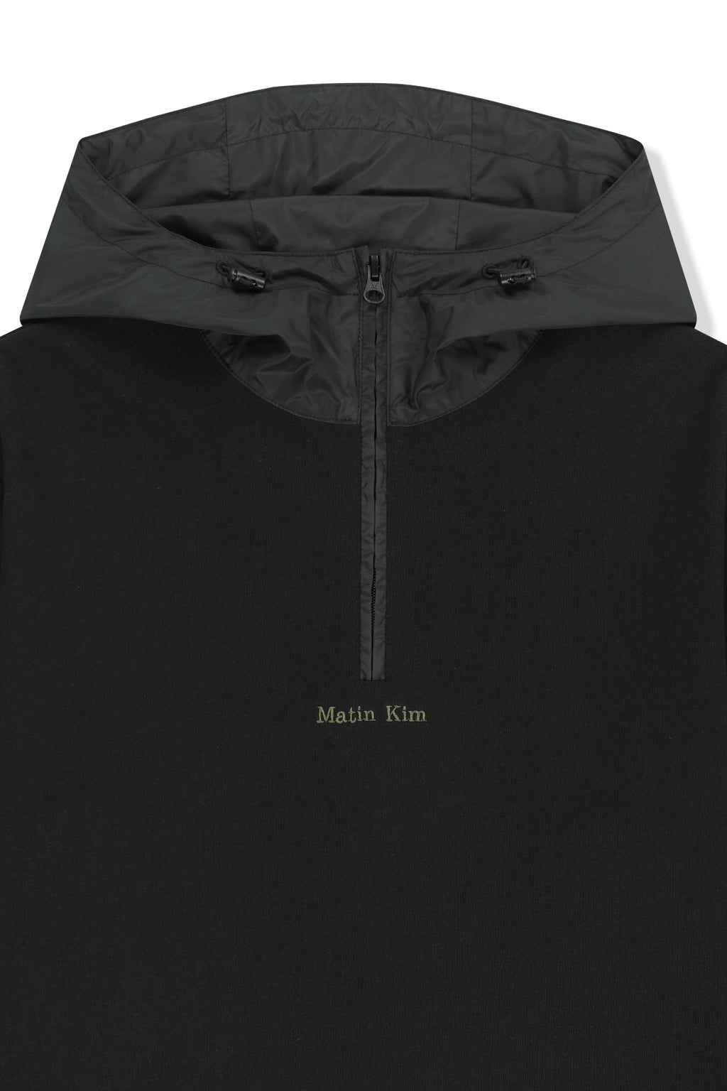Matin Kim - Color Block Hoody Quarter Zip Up (Black) product image 3 | TRAB K-Fashion Australia