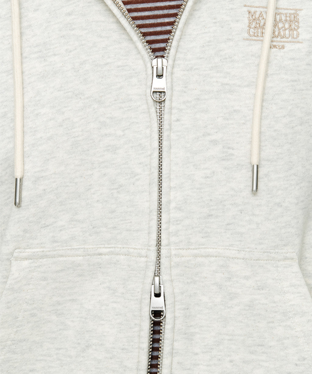 Marithe & Francois Girbaud - Small Classic Logo Hoodie Zipup (Oatmeal) product image 4 | TRAB K-Fashion Australia