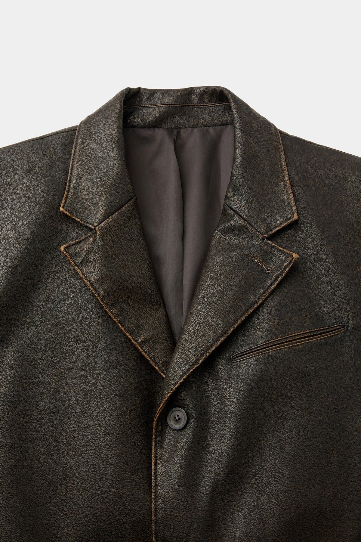 Coor - Washed Fake Leather Blazer (Washed Brown) product image 5 | TRAB K-Fashion Australia