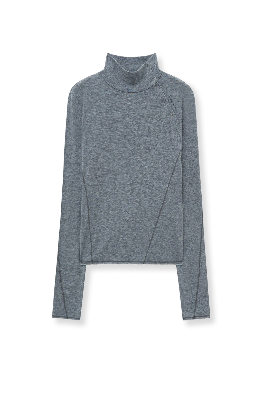Matin Kim - Button Slit Half Neck Top (Grey) product image 2 | TRAB K-Fashion Australia