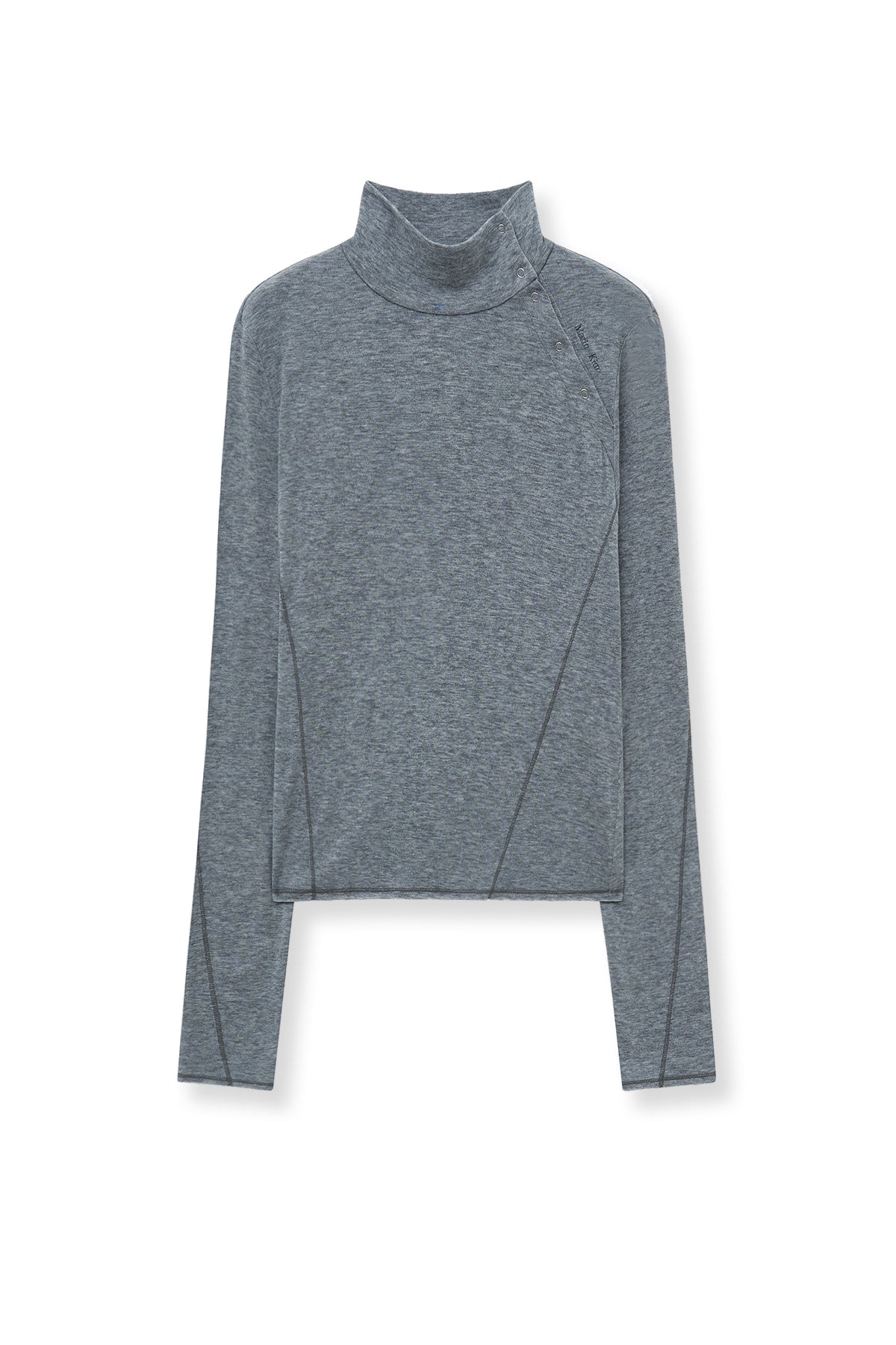 Matin Kim - Button Slit Half Neck Top (Grey) product image 2 | TRAB K-Fashion Australia