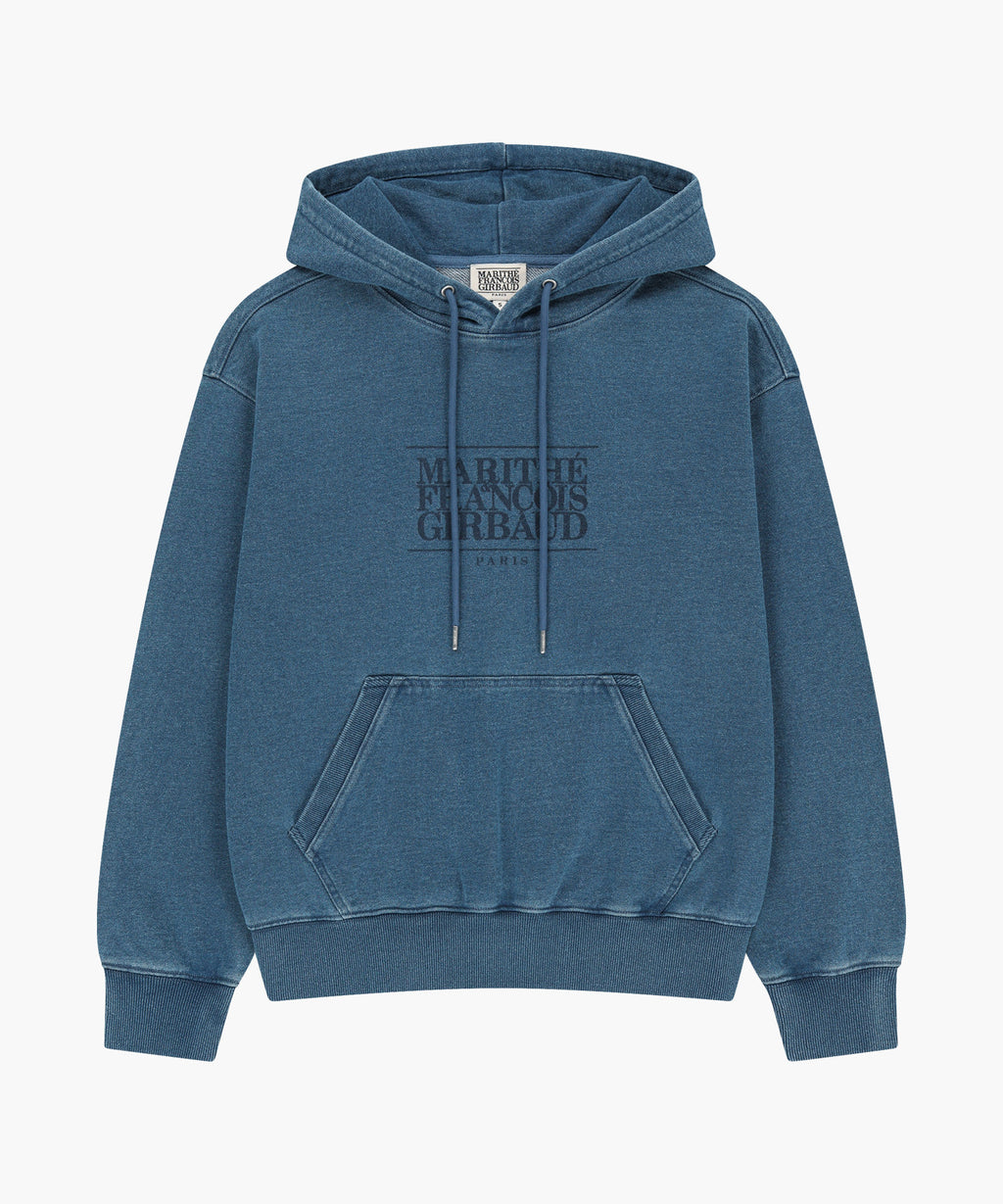Marithe & Francois Girbaud - Crack Classic Logo Dyeing Oversized Hoodie (Blue) product image 5 | TRAB K-Fashion Australia