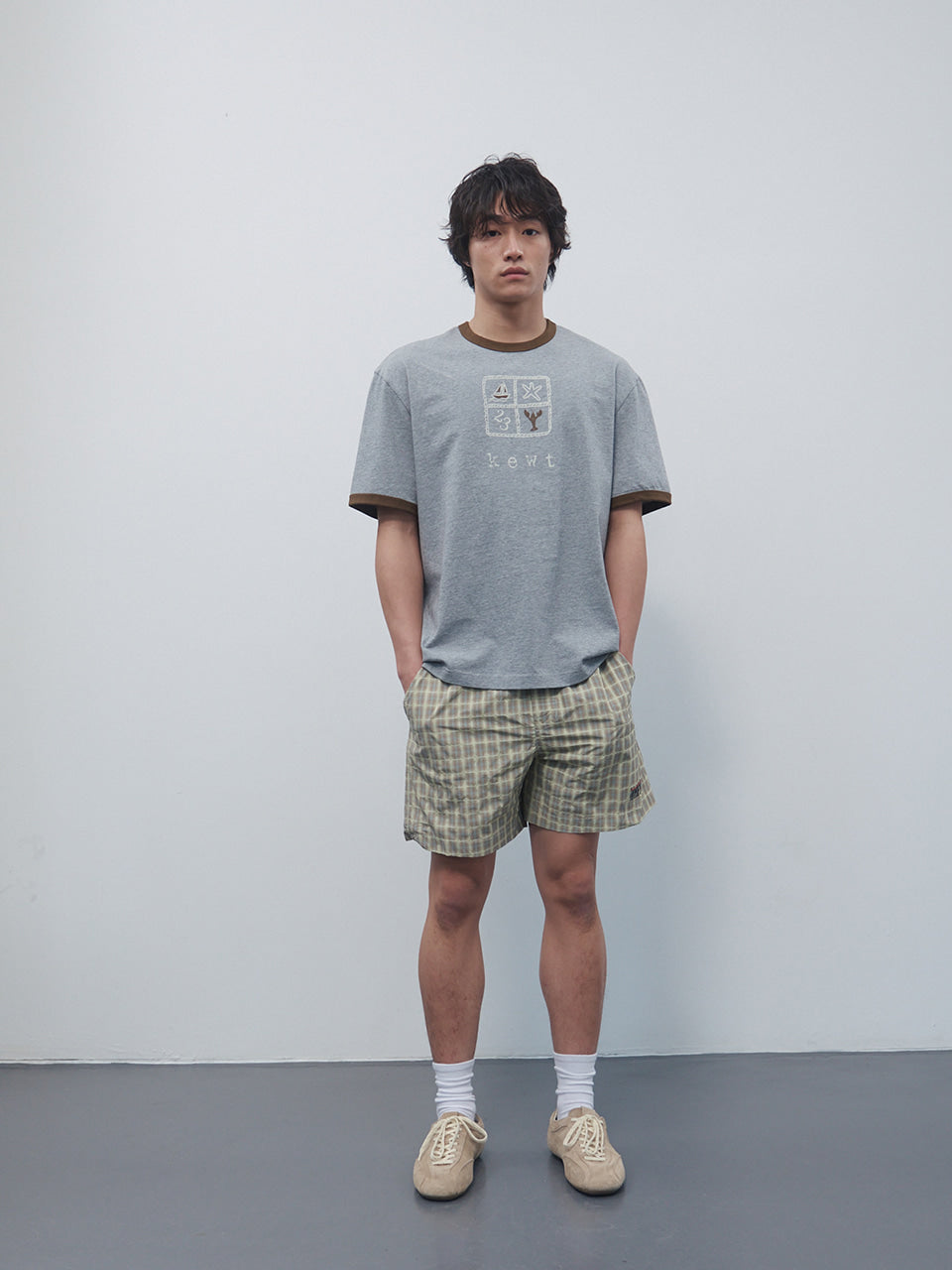 Kijun - Check Shorts (Beige) product image 3 | TRAB K-Fashion Australia