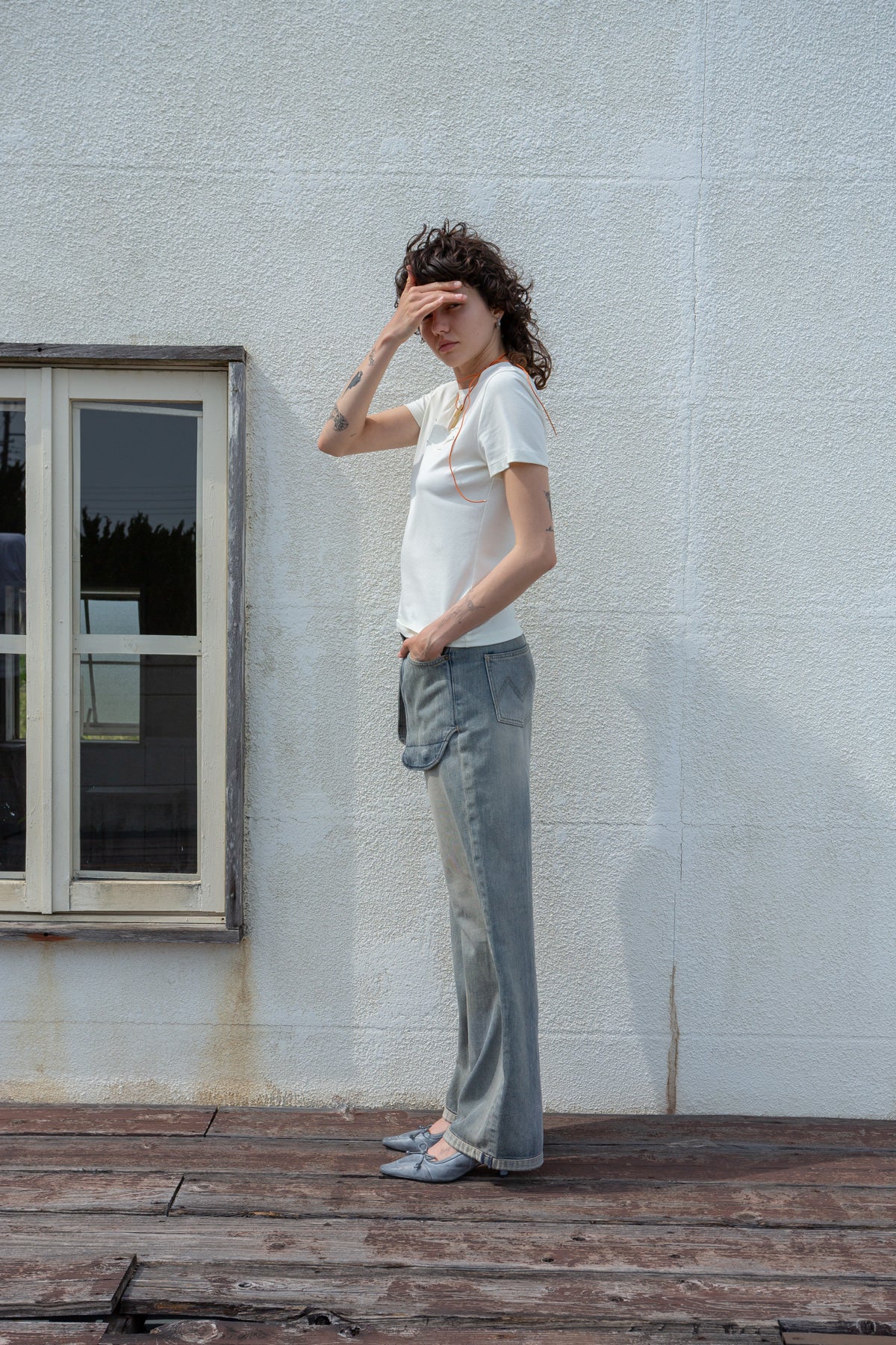 Matin Kim - Out Pocket Washed Denim Pants (Smoke Blue) product image 8 | TRAB K-Fashion Australia