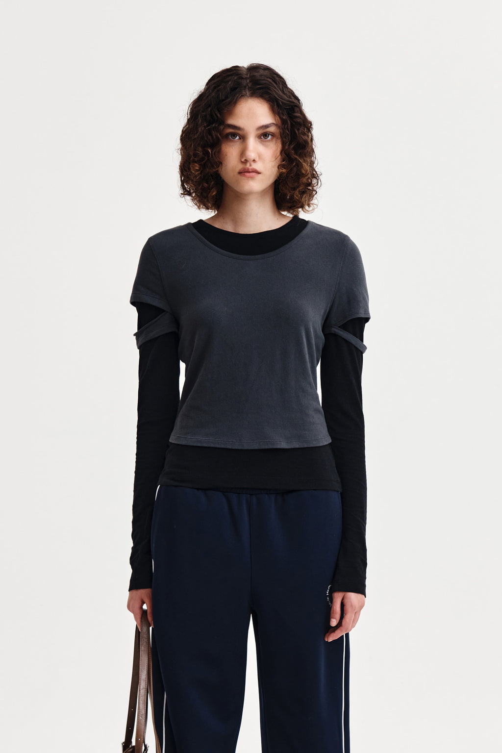 Matin Kim - Layered Point Slim Top (Charcoal) product image 5 | TRAB K-Fashion Australia