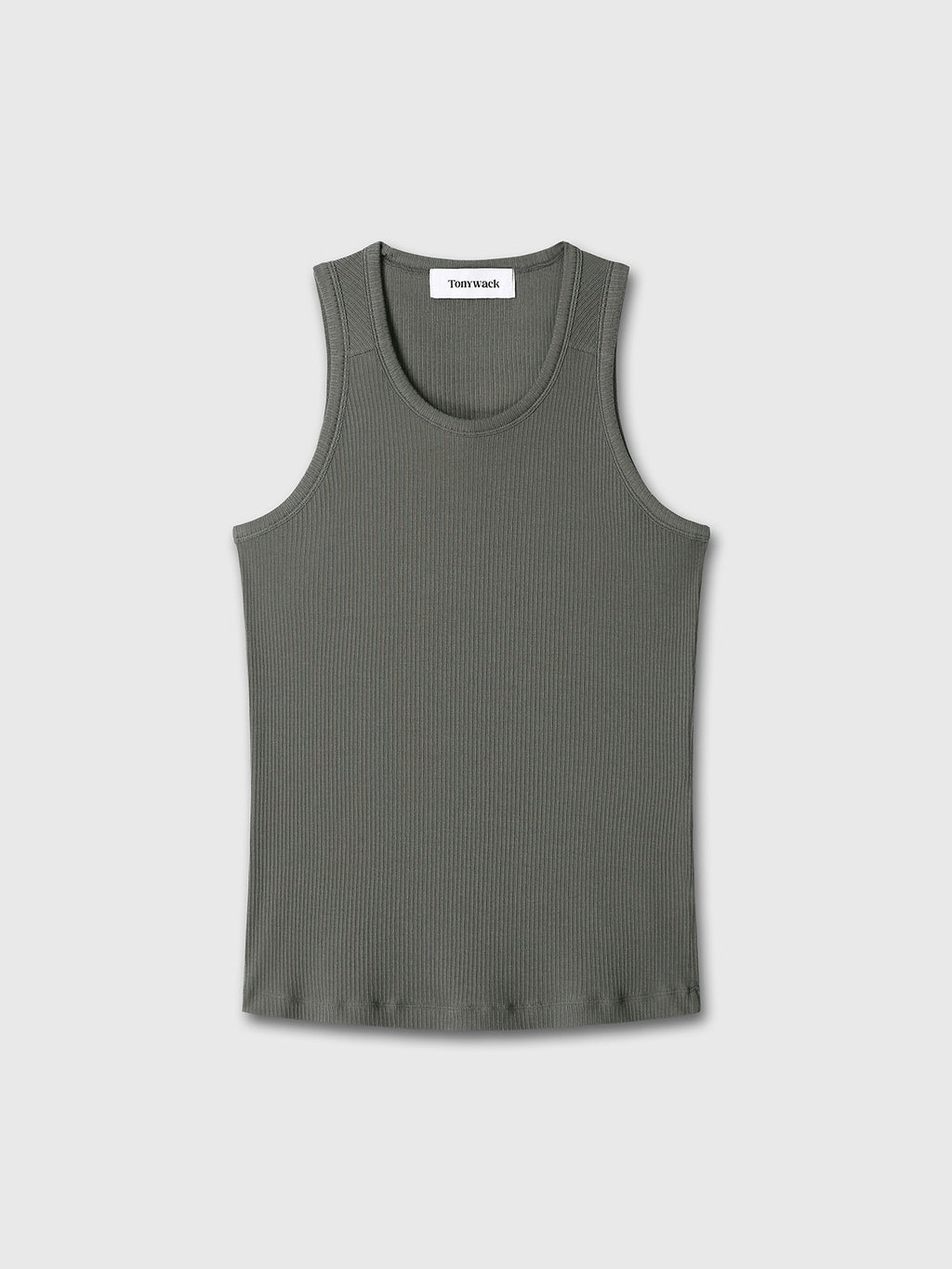 Tonywack - Silk Lyocell Rib Tank Top Japanese Fabric (Olive Charcoal) product image 9 | TRAB K-Fashion Australia
