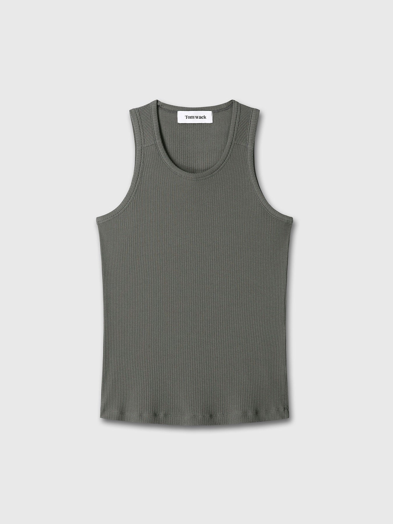 Tonywack - Silk Lyocell Rib Tank Top Japanese Fabric (Olive Charcoal) product image 9 | TRAB K-Fashion Australia