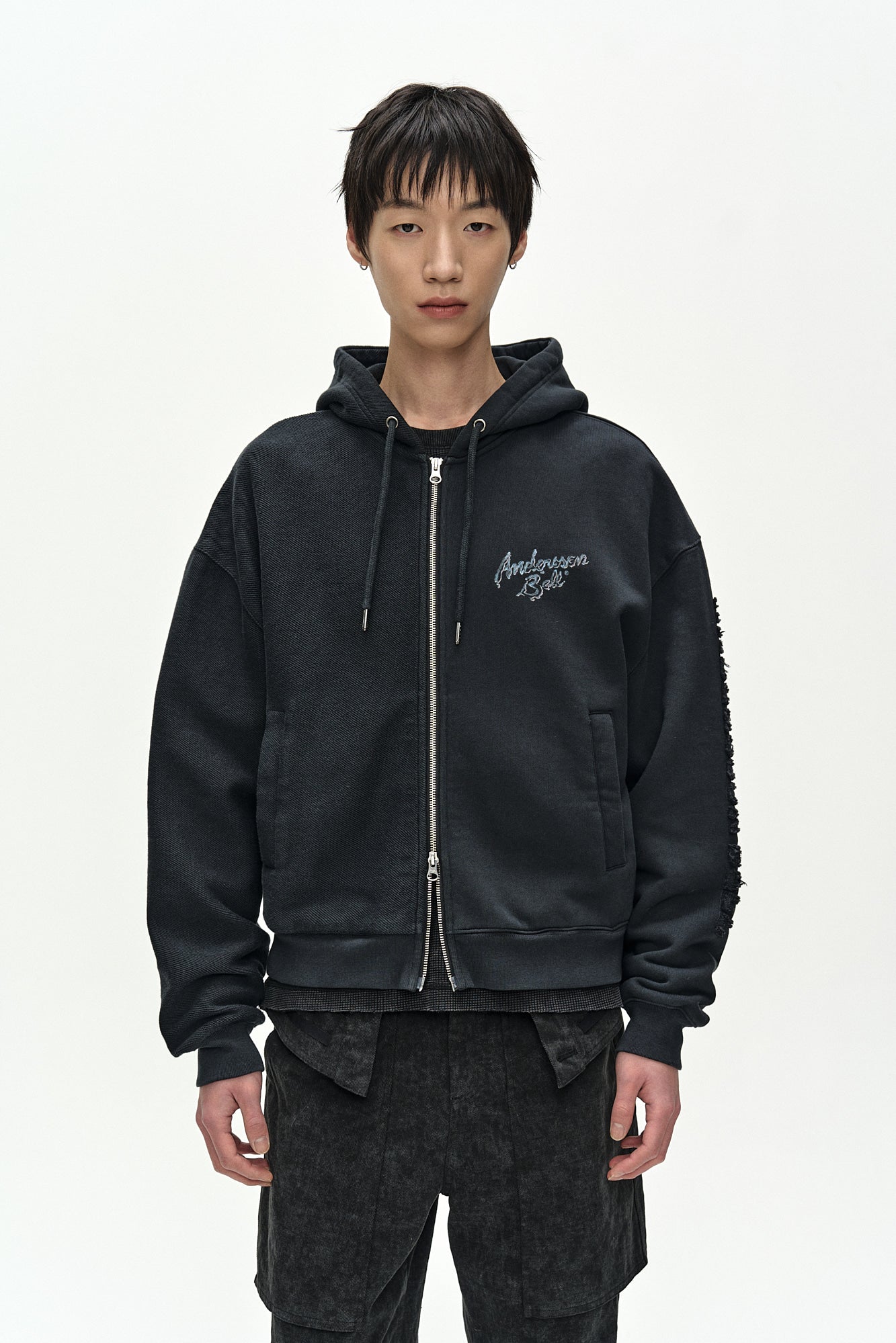 Andersson Bell - (essential) Unisex Patchwork Liquid Logo Hood Zip-Up (charcoal) (Charcoal) product image 6 | TRAB K-Fashion Australia