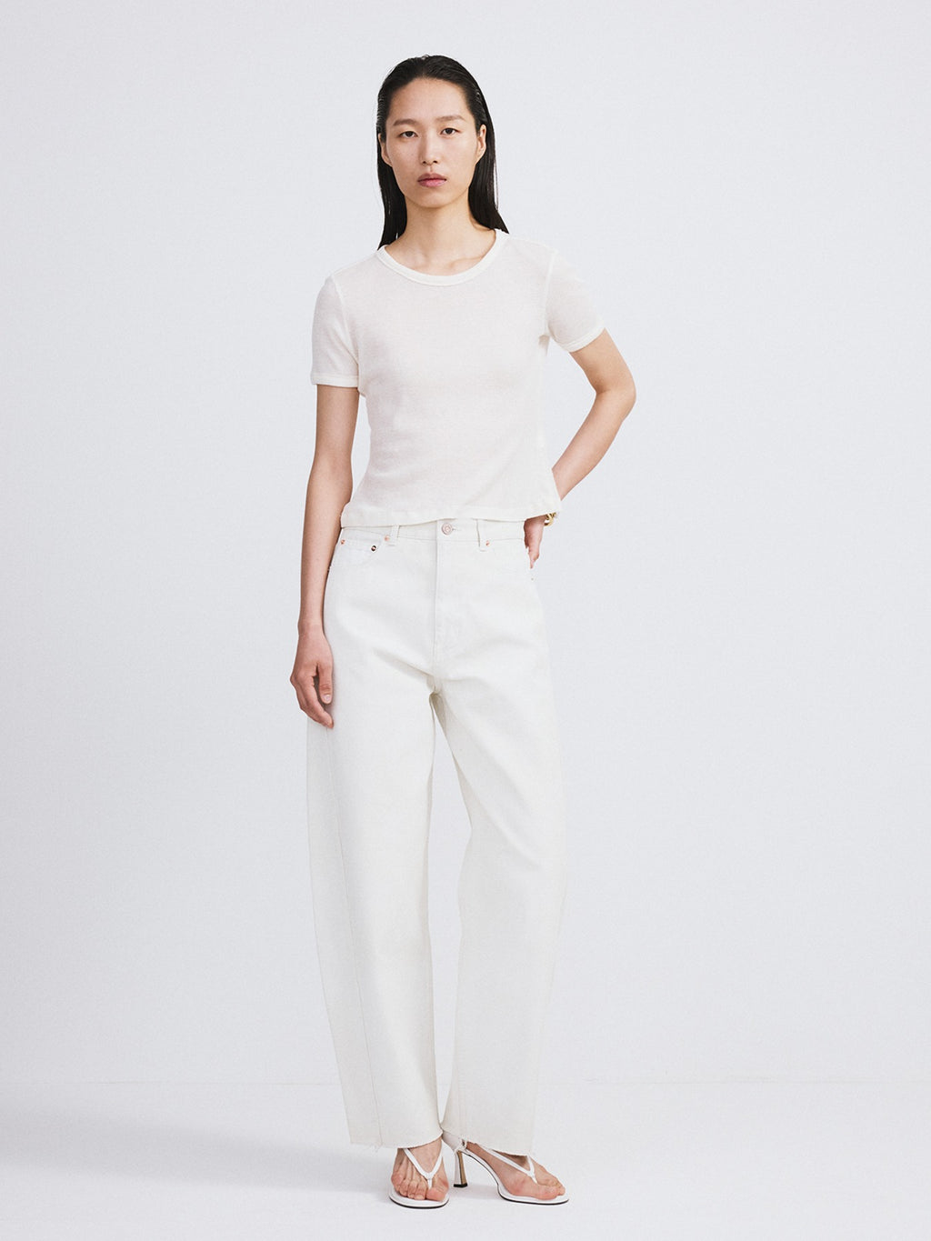 Recto - Cashmere Blend Fitted T-Shirt (Cream) product image 1 | TRAB K-Fashion Australia