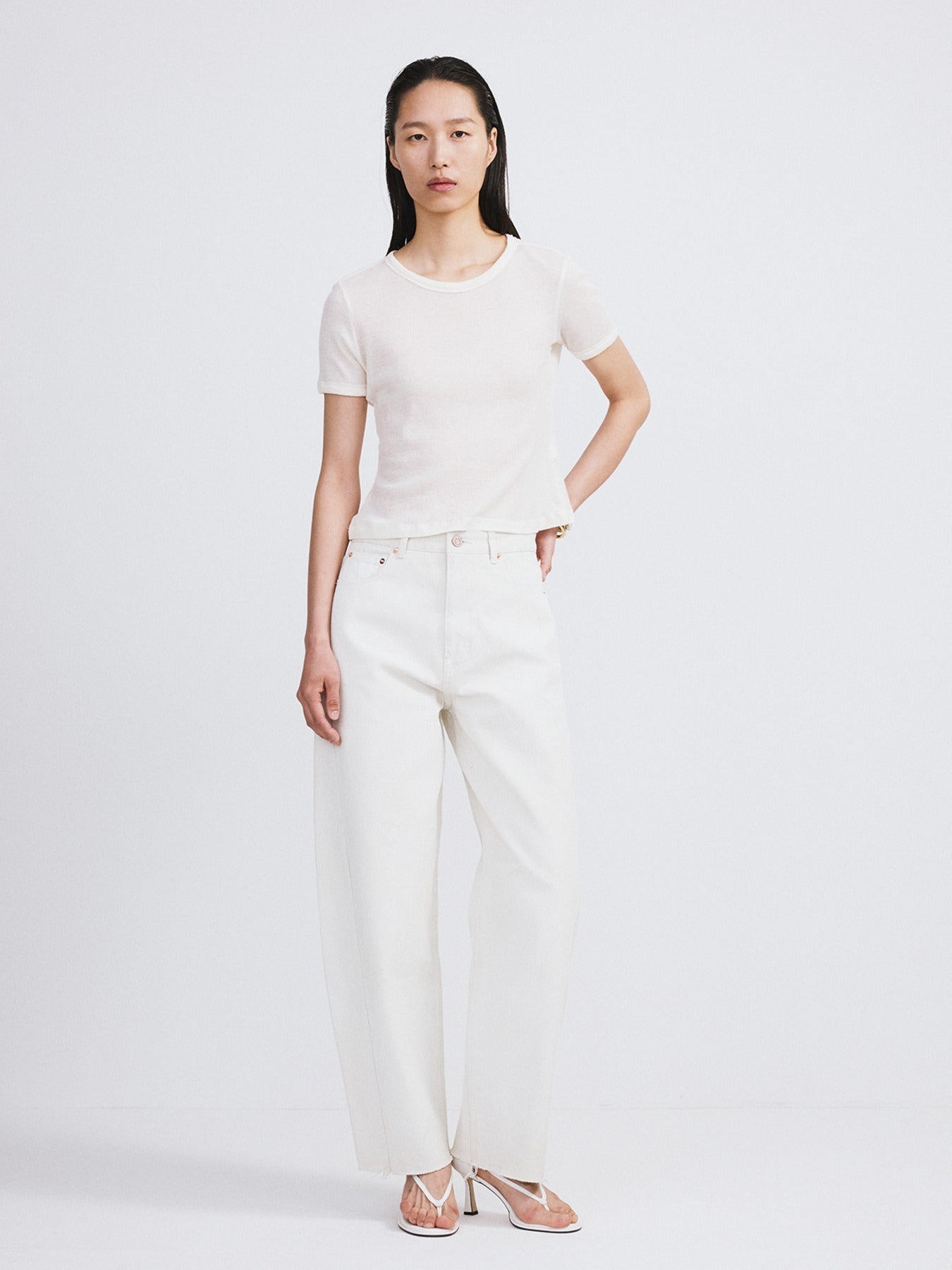 Recto - Cashmere Blend Fitted T-Shirt (Cream) product image 1 | TRAB K-Fashion Australia