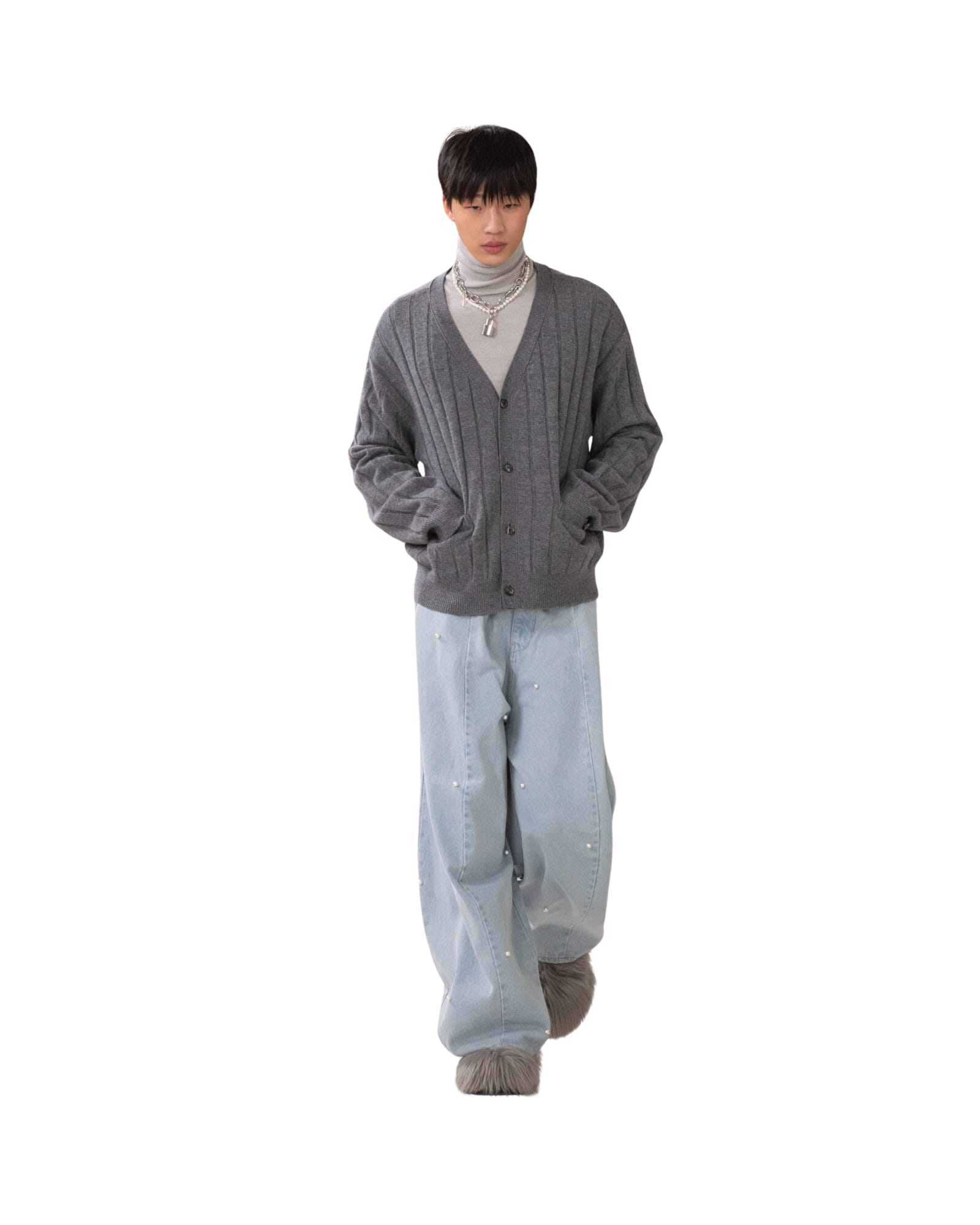 Kimhe Kim - Turtle Neck Sweater (Light Melange Grey) product image 1 | TRAB K-Fashion Australia