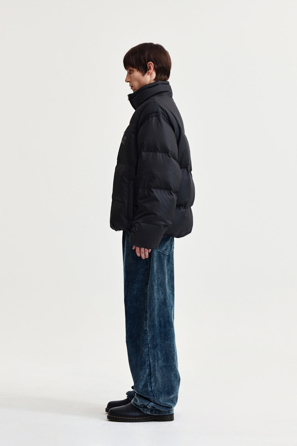 Matin Kim - Logo Applique Glossy Down Jumper (Charcoal) product image 6 | TRAB K-Fashion Australia