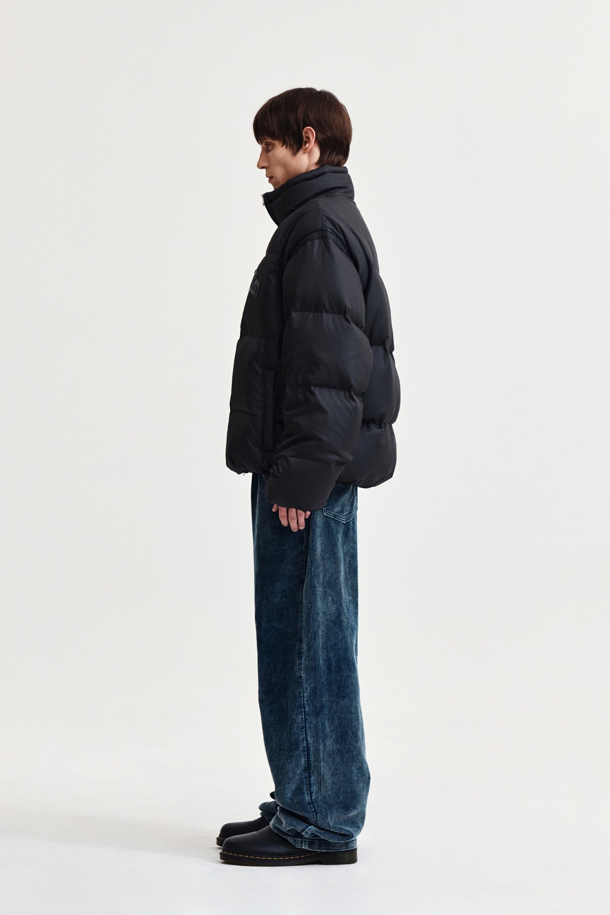 Matin Kim - Logo Applique Glossy Down Jumper (Charcoal) product image 6 | TRAB K-Fashion Australia