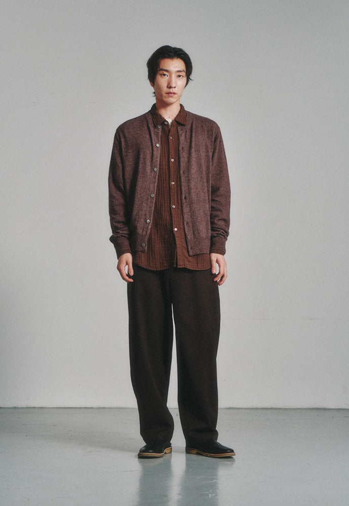 Art if acts - Wholegarment Round Neck Cardigan (Melange Brown) product image 1 | TRAB K-Fashion Australia