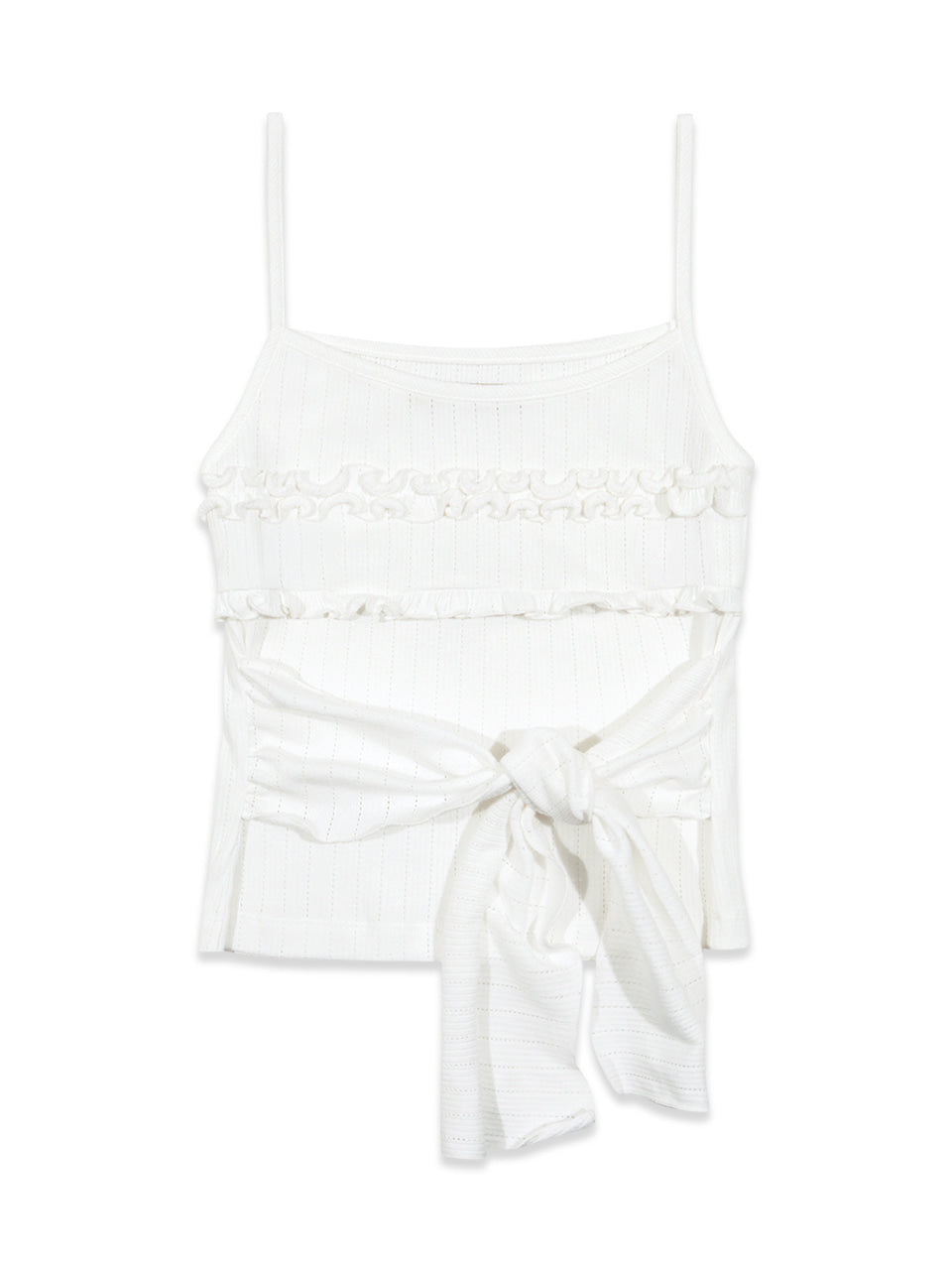 Margarin Fingers - Frill Ribbon Tank Top (White) product image 2 | TRAB K-Fashion Australia