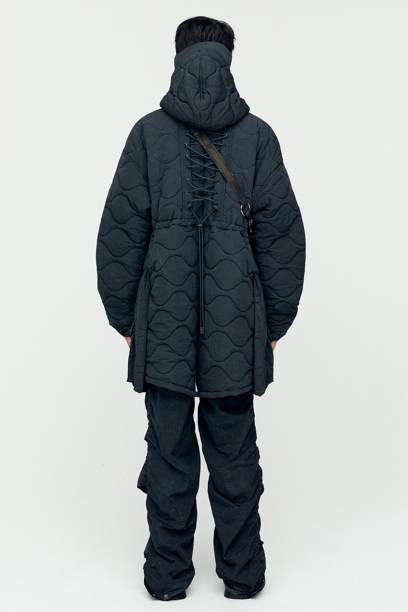 Andersson Bell - Lace-Up Fishtail Parka (Asphalt) product image 3 | TRAB K-Fashion Australia